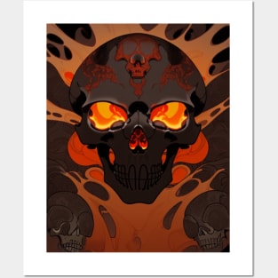 skull with lava Posters and Art